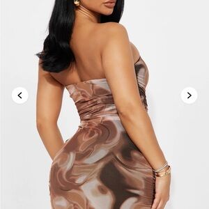Fashion Nova Tan Mesh Mini Dress